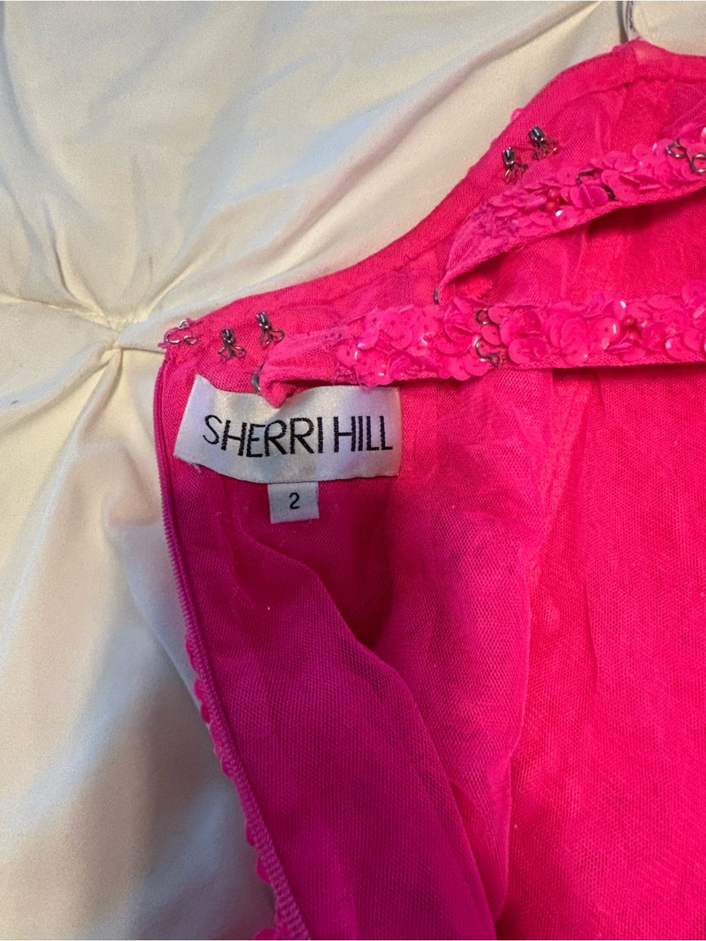Sherri Hill Neon Pink One-Shoulder Dress - Picture 6 of 13